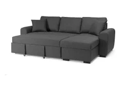 Sofá de esquina convertible reversible 4 plazas gris contemporáneo Hamilton