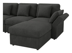 Sofá de esquina en forma de U - 6 plazas - con reposabrazos ajustables - con reposapiés desmontable - Pana acanalada - gris