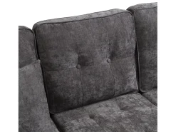 Sofá de esquina en L 3 plazas - con 2 cojines - Pouf removible - Tela chenille - Gris