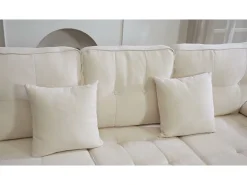 Sofá de esquina en L 3 plazas - con 2 cojines - Pouf removible - Tela chenille - Gris