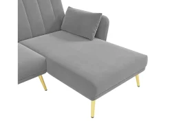 Sofá de esquina moderno en L - 3 plazas - respaldo plegable - Terciopelo - Gris