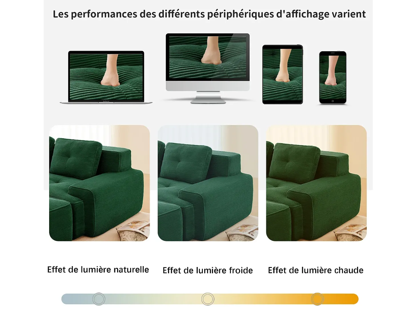 Sofá de Esquina Modular en Pana, con 2 otomanas y 2 cojines, 204x177x69cm, Verde