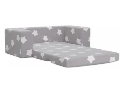 Sofá de niños de 2 plazas felpa suave gris claro con estrellas ES202039