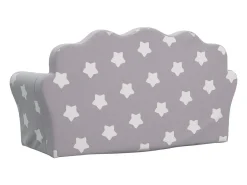 Sofá de niños de 2 plazas felpa suave gris claro con estrellas ES855309