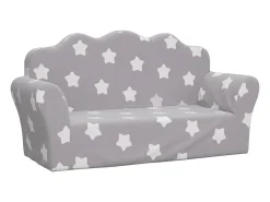 Sofá de niños de 2 plazas felpa suave gris claro con estrellas ES855309