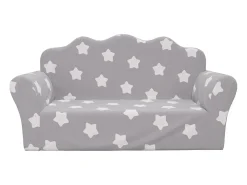 Sofá de niños de 2 plazas felpa suave gris claro con estrellas ES855309