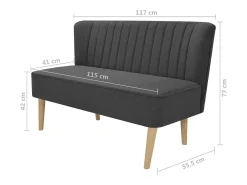 Sofá de tela gris oscuro 117x55,5x77 cm