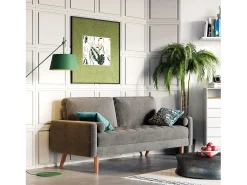 Sofá de terciopelo gris de 2 salones modernos, reposabrazos acolchados, madera maciza, madera blanda, 143x77x86cm