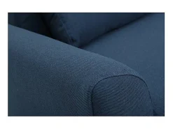 Sofá diseño 3 plazas tejido azul patas roble EKTOR