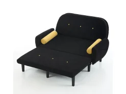 Sofá doble de pana, que puede utilizarse como cama de día y sillón relax con espacio de almacenamiento, negro