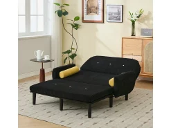 Sofá doble de pana, que puede utilizarse como cama de día y sillón relax con espacio de almacenamiento, negro