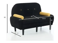 Sofá doble de pana, que puede utilizarse como cama de día y sillón relax con espacio de almacenamiento, negro