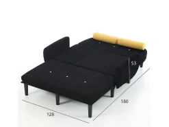 Sofá doble de pana, que puede utilizarse como cama de día y sillón relax con espacio de almacenamiento, negro