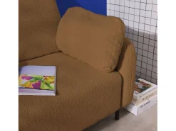 Sofá en borreguito con patas de metal de 3 plazas beige oscuro