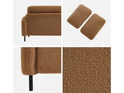 Sofá en borreguito con patas de metal de 3 plazas beige oscuro