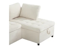 Sofá en L con sofá cama nido - con espacio de almacenamiento - carga USB - 2 cojines - Beige