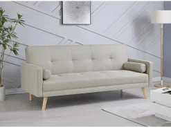 Sofá escandinavo convertible 3 plazas de tela beige WOODEN