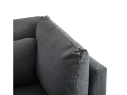 Sofá esquinero contemporáneo de 3-4 plazas con cojines y otomana, en lino gris, para salón o apartamento