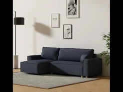Sofá esquinero convertible de pana azul COSY