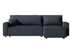 Sofá esquinero convertible de pana azul COSY