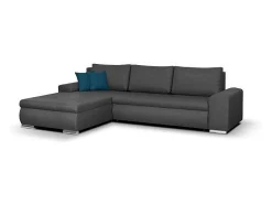 Sofá esquinero convertible reversible con almacenaje - Tela Gris Oscuro - 5 plazas - INDIAN
