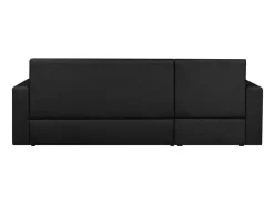 Sofá esquinero convertible de 3 plazas con almacenaje - Negro de imitación cuero - Estilo contemporáneo - L 235 x P 85 cm