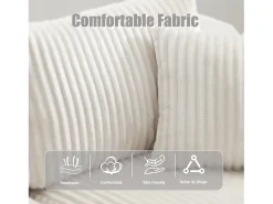 Sofá esquinero de 3 plazas con chaise longue y 5 cojines - Tejido pana - Beige
