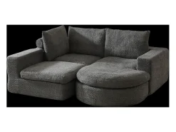 Sofá esquinero de 3 plazas con chaise longue y 3 cojines - Tejido chenilla gris
