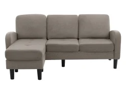 Sofá esquinero de 3 plazas con chaise longue - 185 x 118 x 82 cm - tejido transpirable de algodón y lino - Gris oscuro antiguo