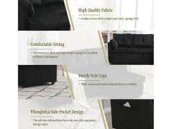 Sofá esquinero modular convertible - 3 plazas con almacenaje - Incluye cojines y bolsillo lateral - 2 en 1 (día/noche)