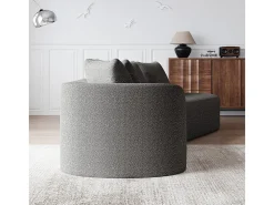 Sofá Esquinero Recto Moderno Súper Grande 4 Plazas, con 4 Cojines, Chaise Longue Curva, Tejido Chenilla, Gris Claro