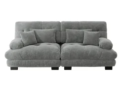 Sofá gris de 2 plazas - Sofá recto con 2 cojines lumbares y 2 cojines decorativos - chenilla