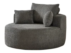 Sofá individual, Sofá tapizado con reposabrazos y respaldo - Chenilla gris - para salón y dormitorio