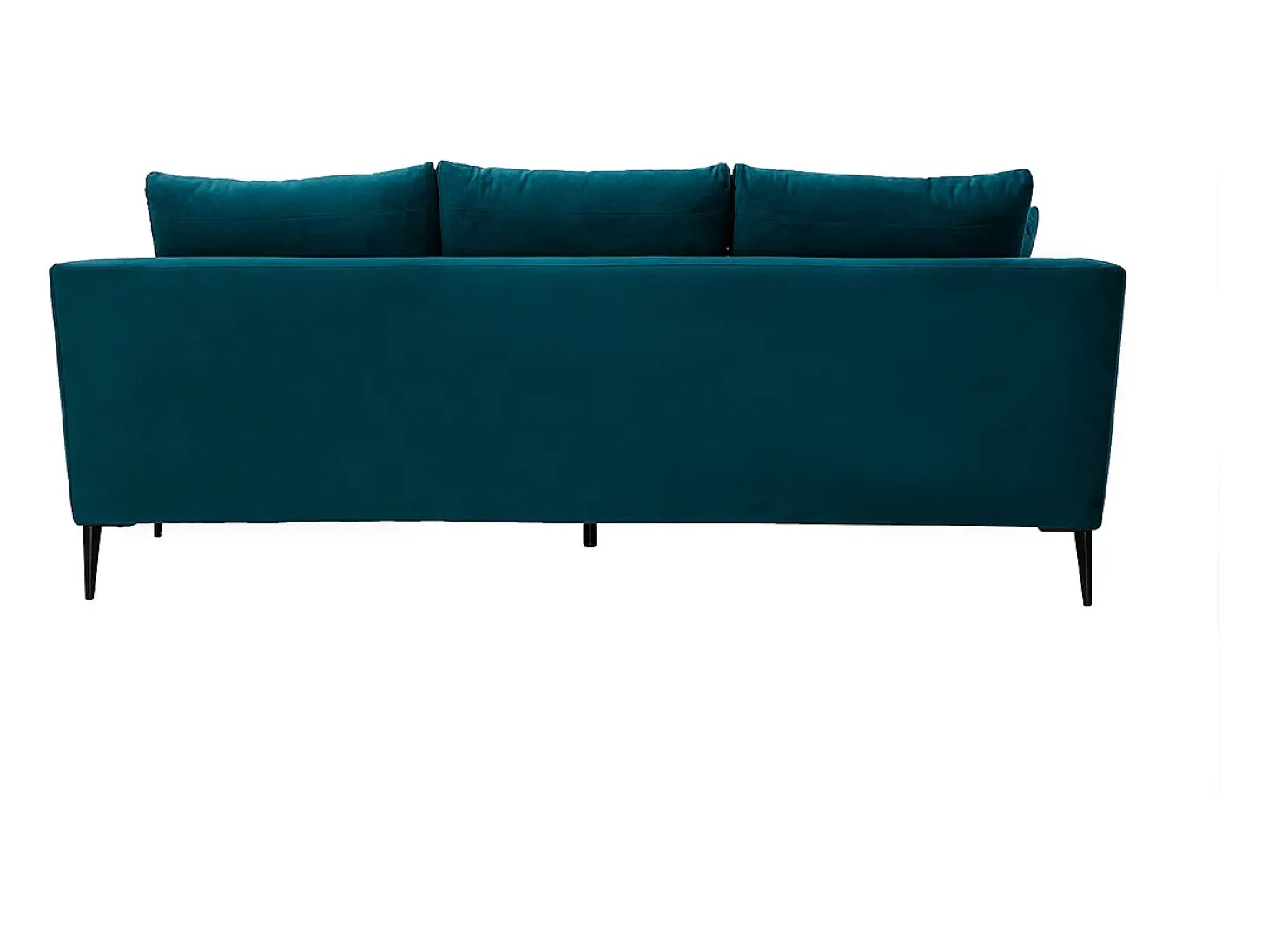 Sofá moderno 3 plazas de terciopelo azul petróleo y metal negro JERRY