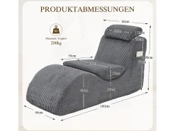 Sofá moderno con un diseño único y ergonómico - 160 x 66 x 90 cm - con cojín de asiento extraíble - terciopelo - gris oscuro