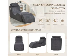 Sofá moderno con un diseño único y ergonómico - 160 x 66 x 90 cm - con cojín de asiento extraíble - terciopelo - gris oscuro
