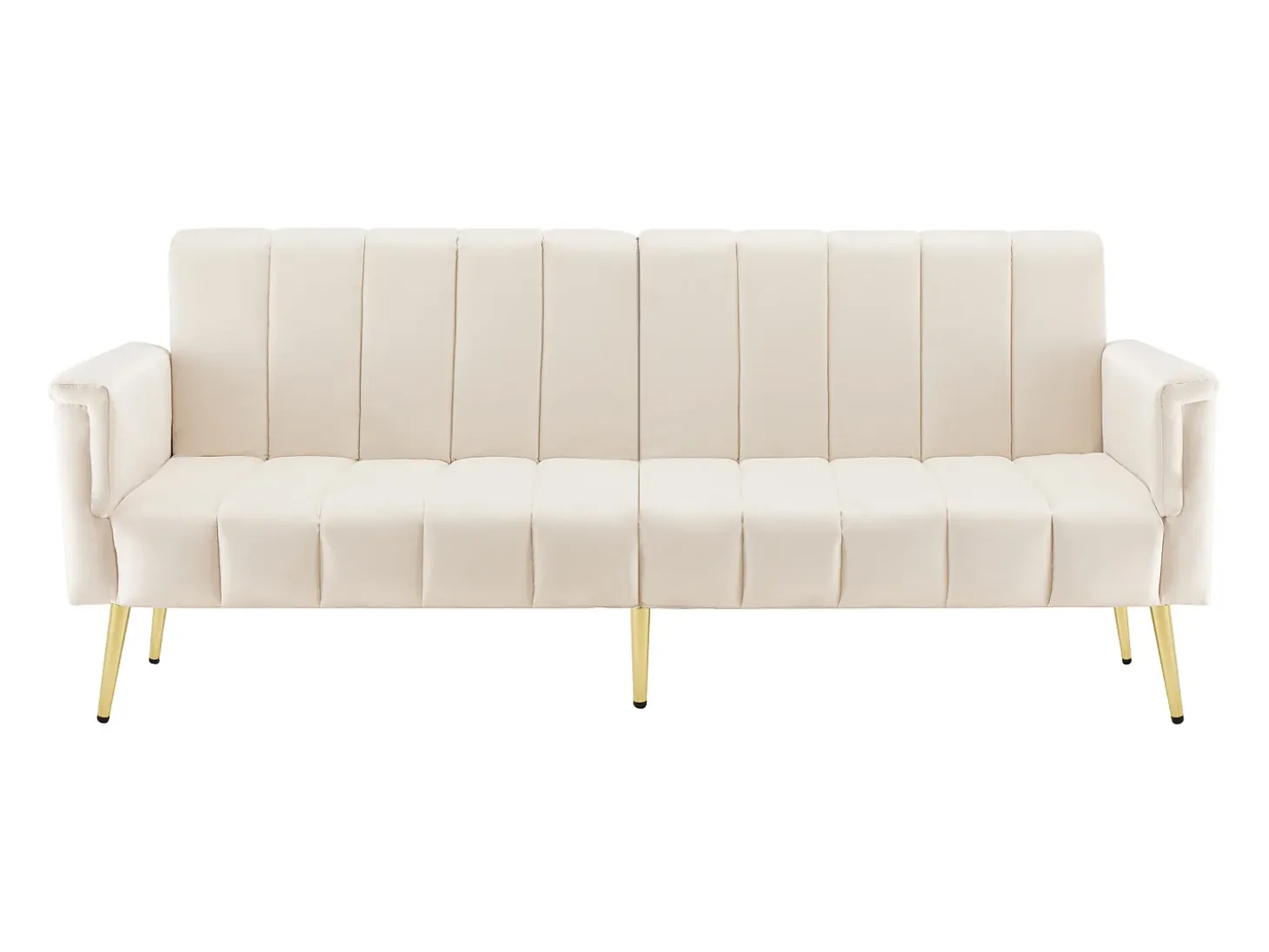 Sofá moderno de terciopelo beige con respaldo y reposabrazos ajustables – para salón, dormitorio o cine en casa