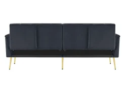 Sofá moderno de terciopelo negro con respaldo y reposabrazos ajustables – para salón, dormitorio o cine en casa