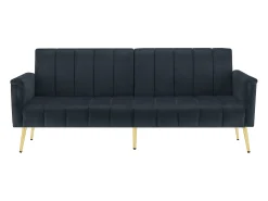 Sofá moderno de terciopelo negro con respaldo y reposabrazos ajustables – para salón, dormitorio o cine en casa