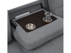 Sofá moderno en L - Sofá cama modular - Función de cama - Con almacenamiento - Con portavasos - Gris