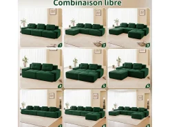 Sofá Modular 3 plazas en Pana, con 3 cojines, 74cm asiento extra profundo, 293x104x69cm, Verde