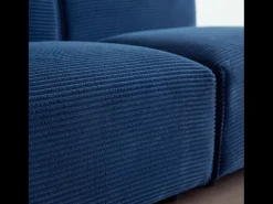 Sofá modular 4 plazas: sofá recto 3 plazas + 1 escabel pana azul Monroe