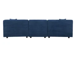 Sofá modular 4 plazas: sofá recto 3 plazas + 1 escabel pana azul Monroe