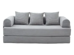 Sofá modular convertible de 3 plazas con 3 cojines y bolsillo lateral - Pana gris claro