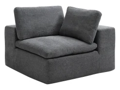 Sofá modular de esquina con puf en tejido gris antracita CORTOLINE