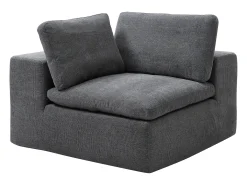 Sofá modular de esquina con puf en tejido gris antracita CORTOLINE