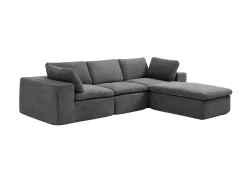 Sofá modular de esquina con puf en tejido gris antracita CORTOLINE