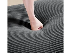 Sofá modular de pana - 2 plazas - con 2 cojines y 2 pouf - base antideslizante - 208x178x70cm - Gris