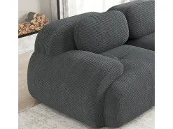 Sofá modular de pana - 2 plazas - con 2 cojines y 2 pouf - base antideslizante - 208x178x70cm - Gris
