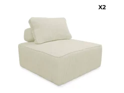 Sofá modular de pana, 2 plazas crema